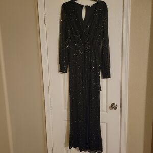 Baltic Born Black Maxi Dress with Gold Accents